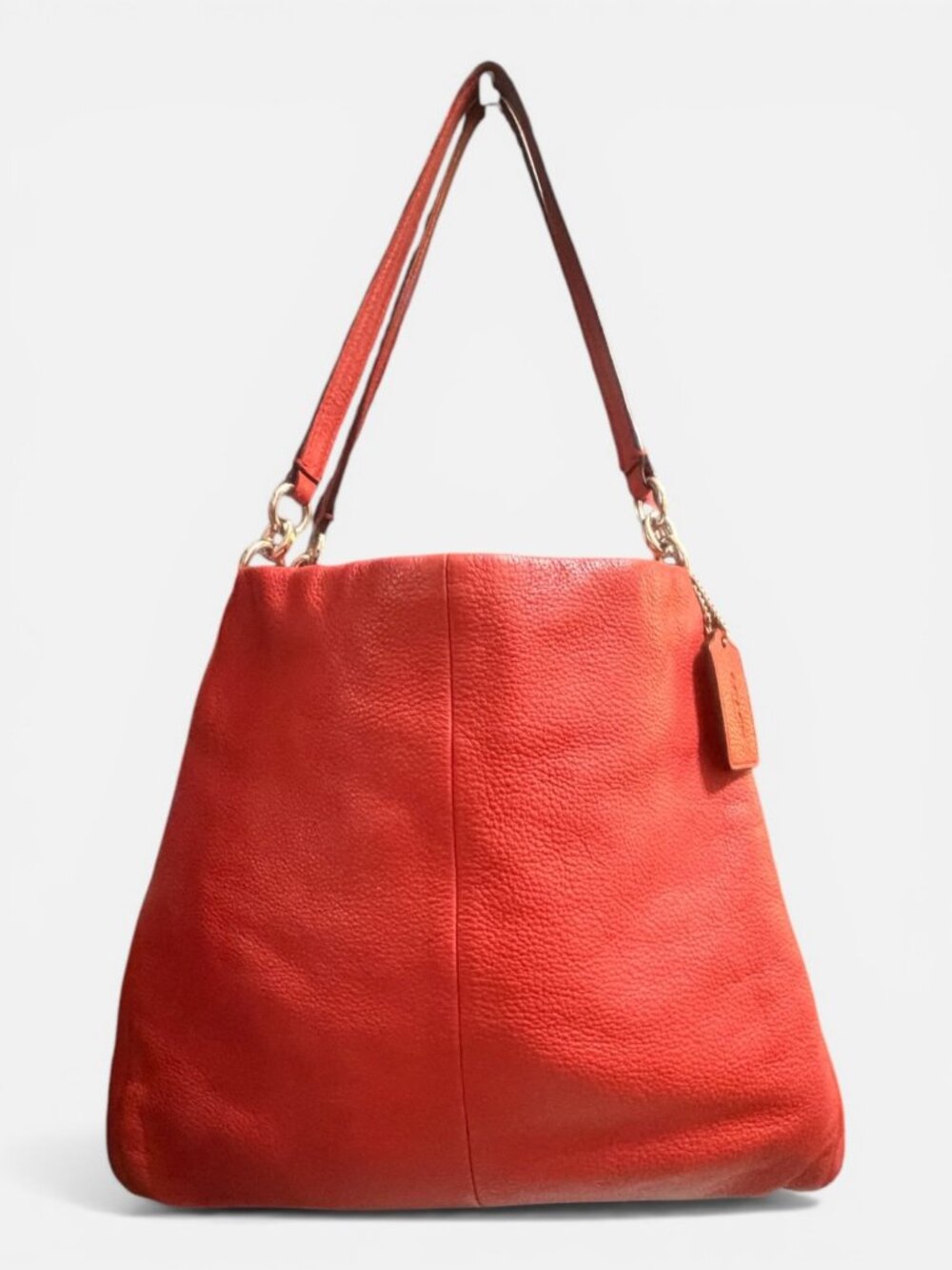 Coach Madison Phoebe Hobo F35723 Carmine Red Pebbled Leather Brass Shoulder Bag - Picture 4 of 10